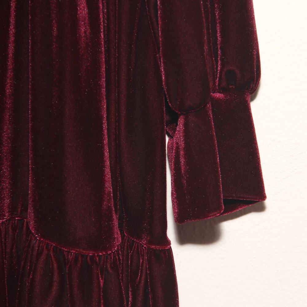 1. State Stretch Velvet Tiered V-neck Dress Size XL Long Sleeve - Picture 5 of 9